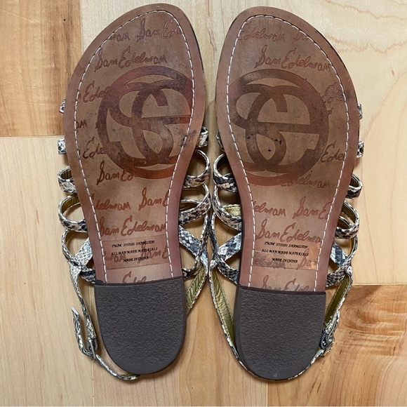 Sam Edelman Hamilton Snakeskin Print Cage Strappy Sandals - Picture 3 of 9